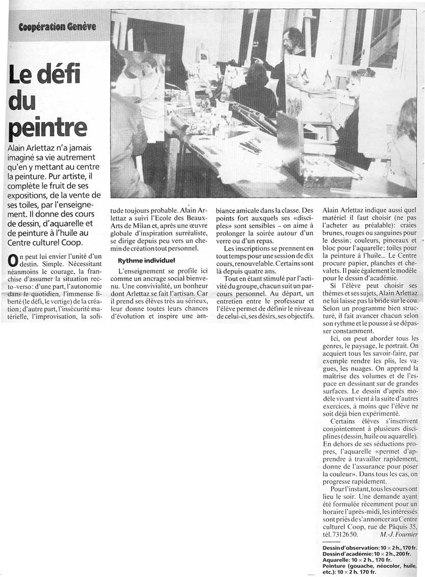 Article de Coopération Genève, « Le défi du peintre », des élèves peignent à l'atelier